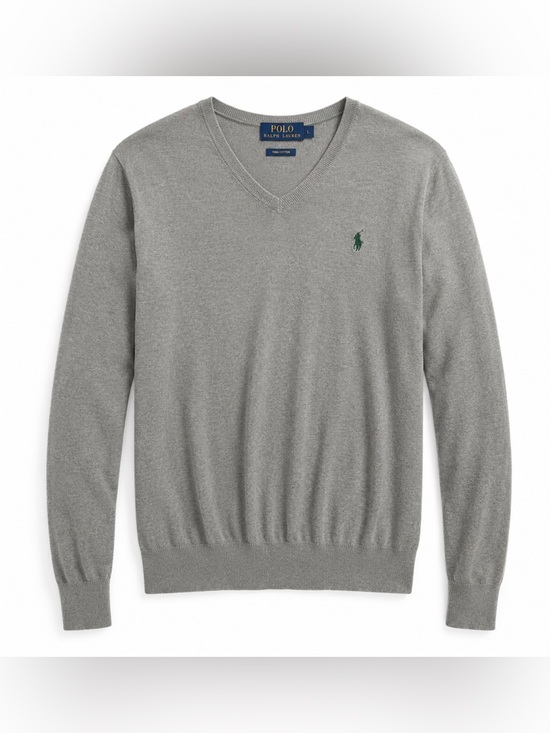 Ralph Lauren Other - Polo Ralph Lauren Pima Cotton V Neck Sweater Gray Green Pony Logo Men’s Size L